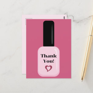 Personalised Thank You Modern Pink Nail Polish Postcard