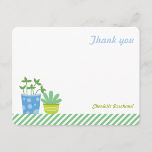 Personalised Thank You Notes Retro Mint Blue Plant Invitation