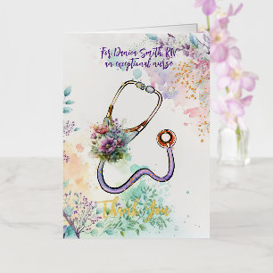 Personalised Thank You Nurse Healthcare Floral  Foil Greeting Card