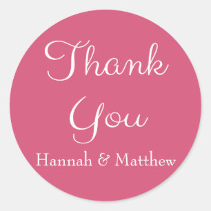 Personalised Thank You Pink And White Heart Classic Round Sticker