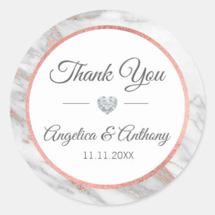 Personalised Thank You Rose Gold Wedding Seals