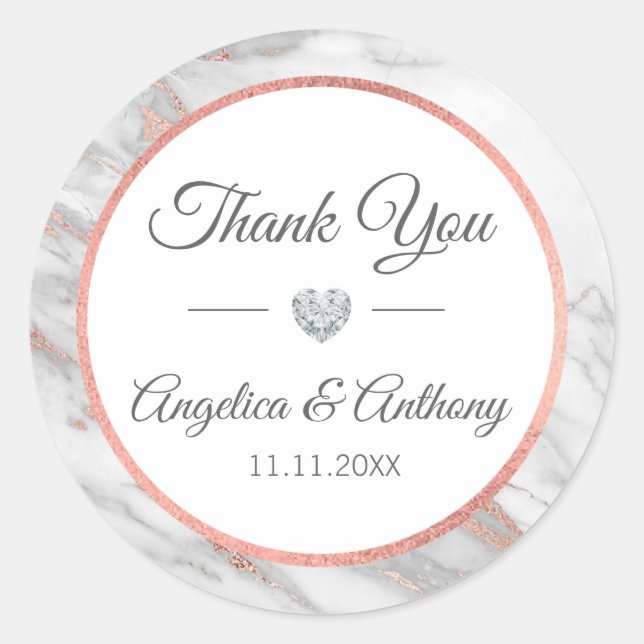 Personalised Thank You Rose Gold Wedding Seals (Front)