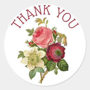 Personalised Thank You Roses Floral Chic Stickers