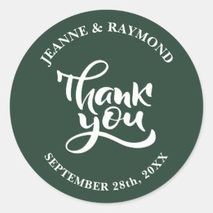 Personalised Thank You Sage Green Wedding Favour Classic Round Sticker