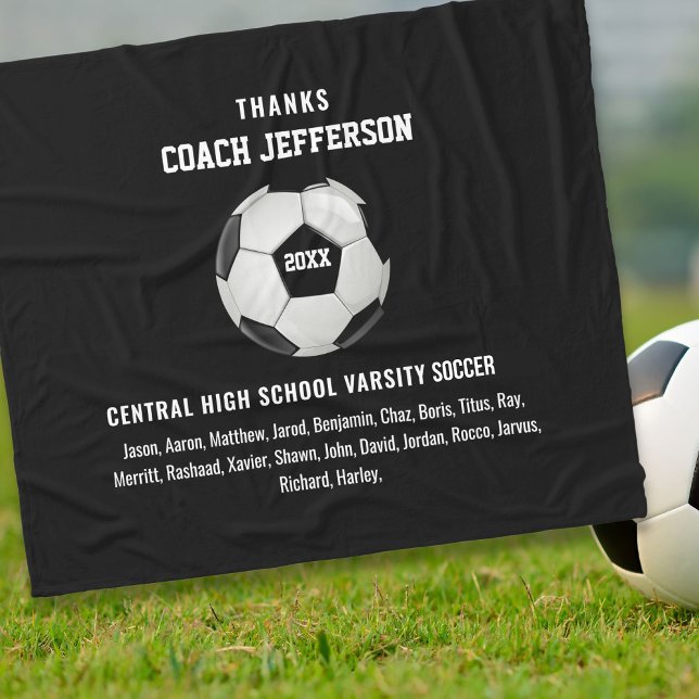 Personalised Thank You Soccer Coach Gift Custom Fleece Blanket (Creator Uploaded)