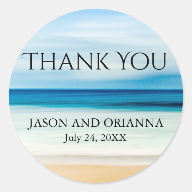 Personalised Thank You Sticker for a Beach Wedding (Front)