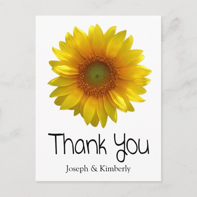 Personalised Thank You Sunflower Greeting Postcard (Front)