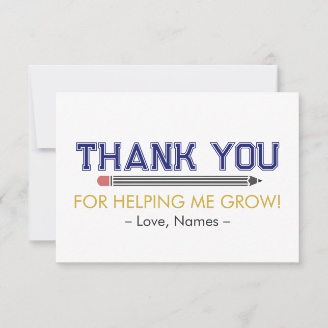 Personalised Thank You Teacher Appreciation Custom Card (Front)