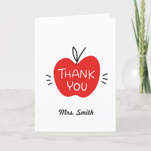 Personalised Thank You Teacher Card with Apple
