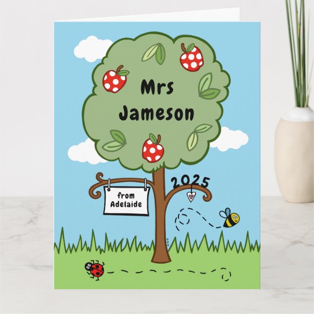 Personalised Thank You Teacher Celebration Tree  Card (Front)