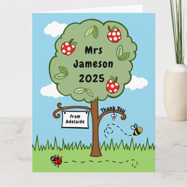 Personalised Thank You Teacher Celebration Tree  Card (Front)
