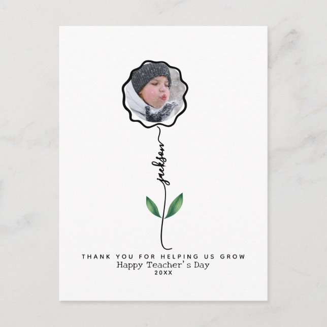 Personalised Thank you teacher Photo gift from kid Postcard (Front)