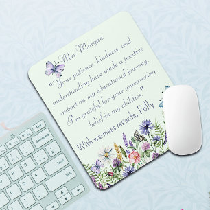 Personalised Thank You Watercolor Wildflowers  Mouse Mat