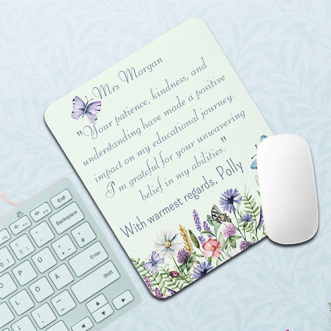 Personalised Thank You Watercolor Wildflowers  Mouse Mat (Creator Uploaded)