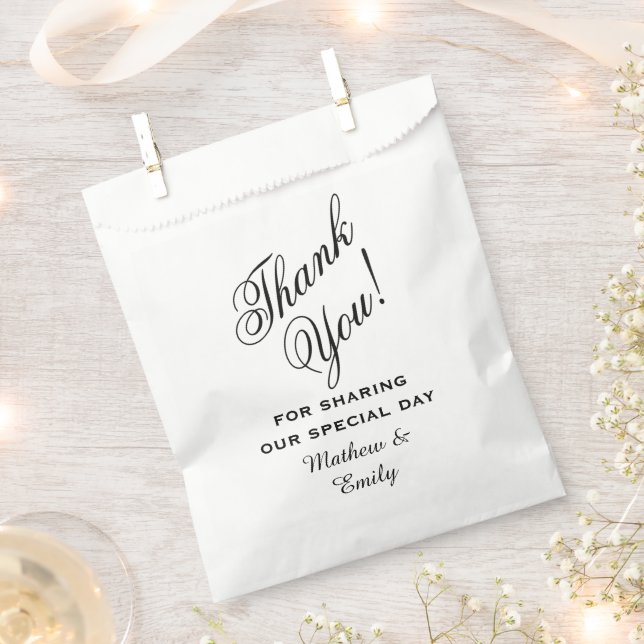 Personalised Thank You Wedding Favour Bags (Clipped)