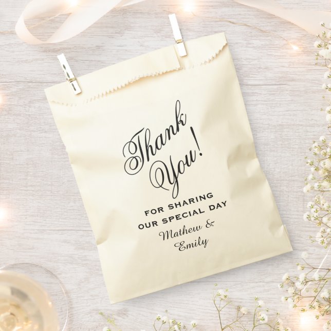 Personalised Thank You Wedding Favour Bags (Clipped)