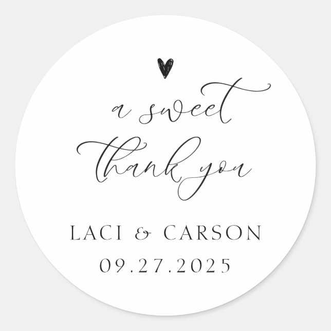 Personalised "Thank You" Wedding Favour Sticker (Front)