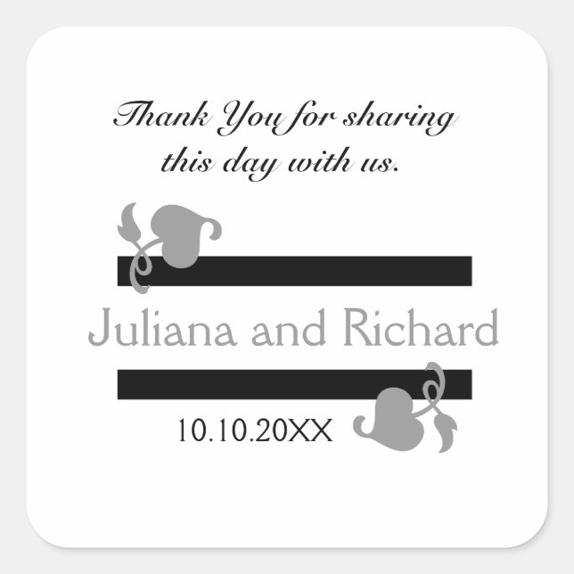 Personalised Thank You Wedding Favour Stickers (Front)