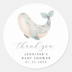 Personalised Thank You Whale Round Stickers
