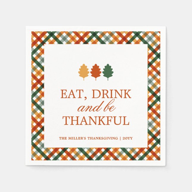 Personalised Thankful Thanksgiving Dinner Napkin (Front)