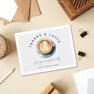 Personalised Thanks a Latte Referral Thank You  Postcard