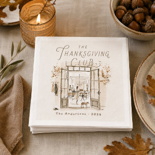 Personalised Thanksgiving Club Watercolor Napkin