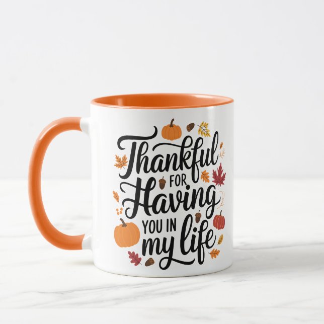 Personalised Thanksgiving Couples Gift Thankful  Mug (Left)