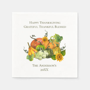 Personalised Thanksgiving Fall Autumn Pumpkins  Napkin