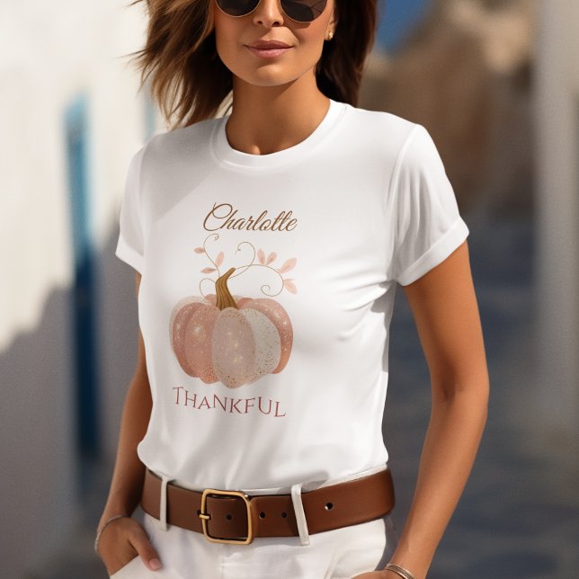 Personalised Thanksgiving – Fall Pumpkin Thankful  T-Shirt (Creator Uploaded)