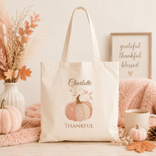 Personalised Thanksgiving – Fall Pumpkin Thankful Tote Bag