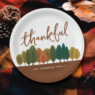 Personalised Thanksgiving Feast Thankful Autumn Paper Plate