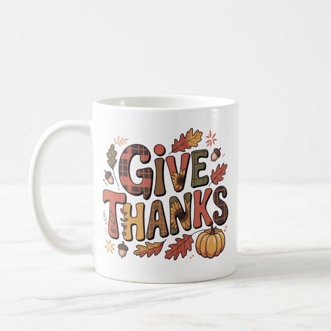 Personalised Thanksgiving - Give Thanks Coffee Mug (Left)
