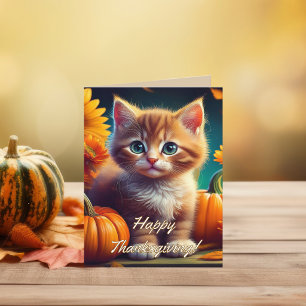 Personalised Thanksgiving Gratitude   Orange Cat  Thank You Card