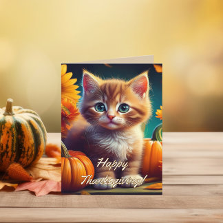 Personalised Thanksgiving Gratitude | Orange Cat  Thank You Card