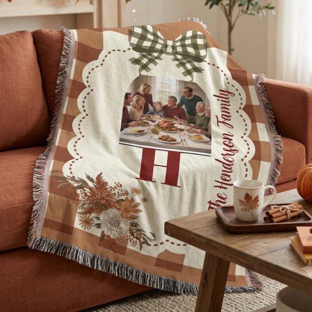 Personalised Thanksgiving monogram Custom Family Throw Blanket (Creator Uploaded)