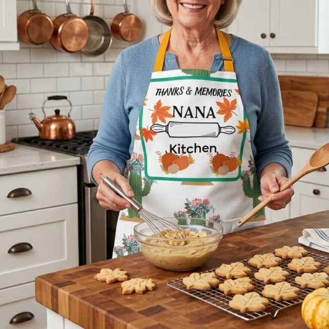 Personalised Thanksgiving Nana Apron | Fall Cactus (Creator Uploaded)