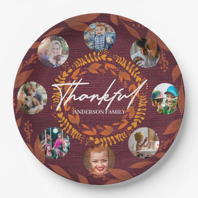 Personalised Thanksgiving photo collage Paper Plate (Front)