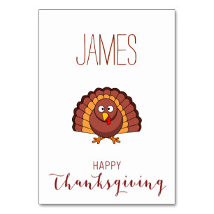 Personalised Thanksgiving Place Cards With Turkey