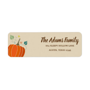 Personalised Thanksgiving Pumpkin Holiday Label