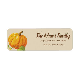 Personalised Thanksgiving Pumpkin Holiday Label