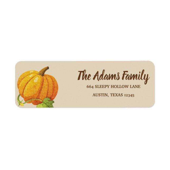 Personalised Thanksgiving Pumpkin Holiday Label (Front)
