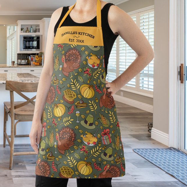 Personalised Thanksgiving, Pumpkin Pie Turkey Apron (Creator Uploaded)