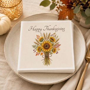 Personalised Thanksgiving Sunflower Bouquet Napkin