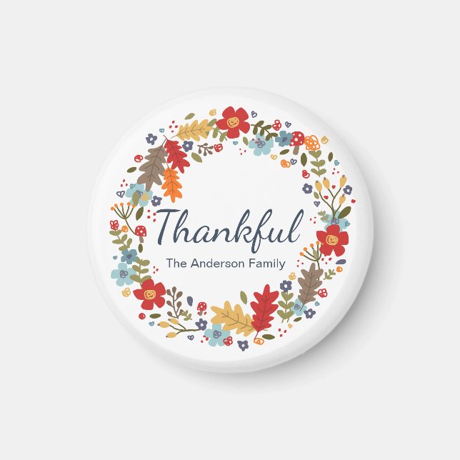 Personalised Thanksgiving Thankful Fall  Magnet (Front)