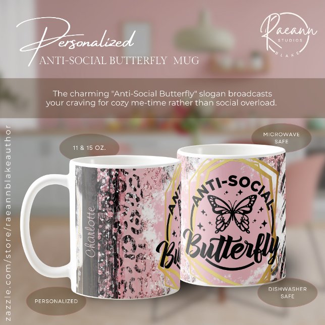 Personalised The Anti-Social Butterfly Ceramic Mug (Creator Uploaded)
