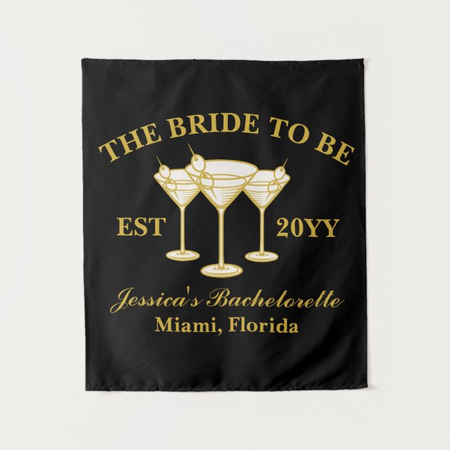 Personalised The Bride To Be Luxury Bachelorette Tapestry (Front)