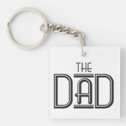 Personalised THE Dad Simple Black White Text Key Ring