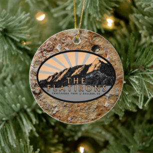 Personalised The Flatirons, Boulder Colorado Ceramic Tree Decoration