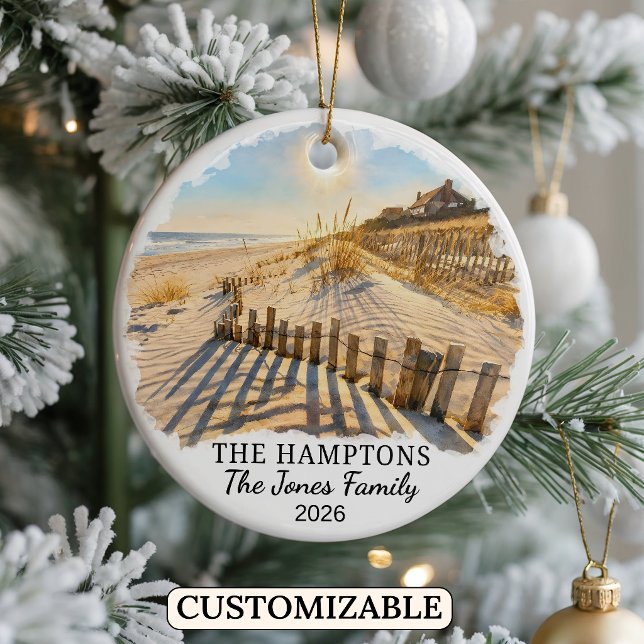 Personalised The Hamptons, Custom New York Ceramic Tree Decoration (Creator Uploaded)
