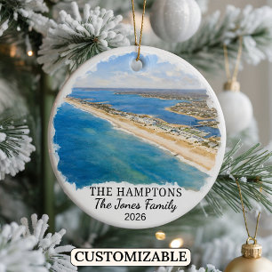 Personalised The Hamptons, Custom New York Ceramic Tree Decoration